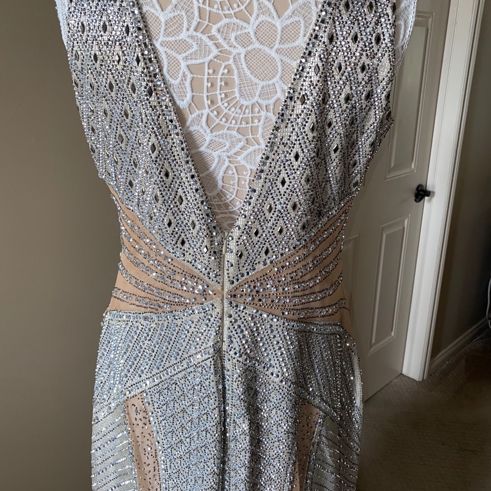 NEW Od Rica Silver Champagne Crystal Sparkling Rhinestone Wedding Evening Dress - Picture 16 of 16